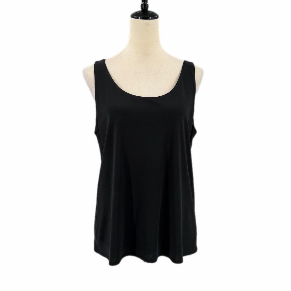 Eileen Fisher Black 100% Silk Layering Minimalist Simple Timeless Cami Tank Top